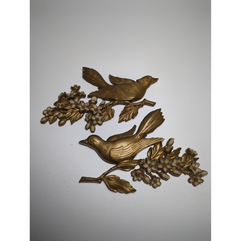 Vintage MCM SYROCO Wall Hangings Set Birds & Dogwood Flowers